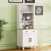 Bellemave® Farmhouse Storage Cabinet with 4 Solid Wood Gourd - Shaped Legs, Adjustable Shelves and Drawer - Bellemave